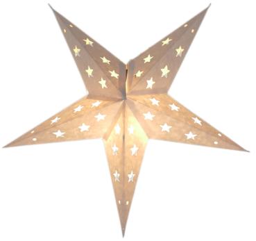Baby Lotus white - Foldable glowing star, paper poinsettia with 5 points, 40 cm